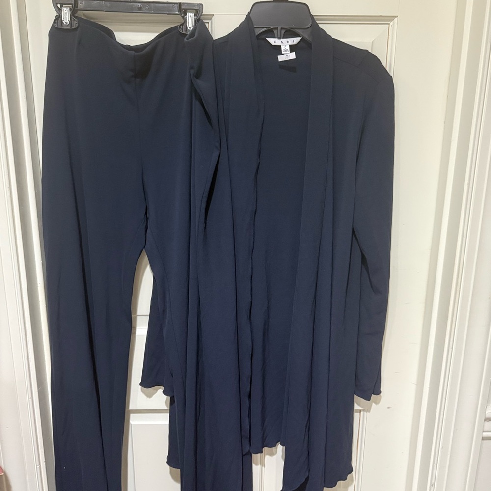 CAbi Deep Blue Cardigan & Matching Slacks